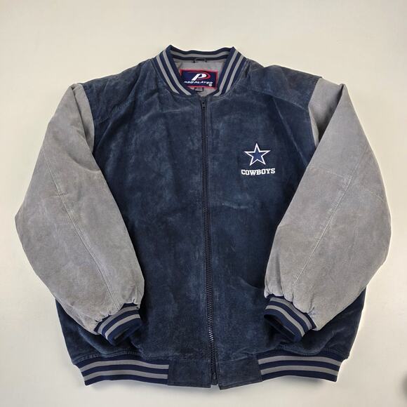 Vintage 90s Dallas Cowboys Pro Player Suede LeatherJacket Men's 2XL Two Tone - Picture 1 of 13